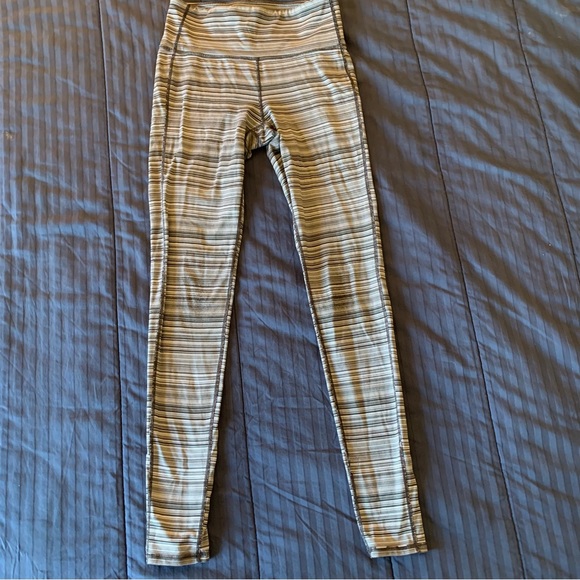 Athleta Pants - Vintage Athleta Striped Grey Leggings Size S
